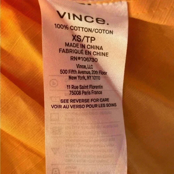 Vince cutout shirred blouse in tangelo sz XS - Picture 5 of 10